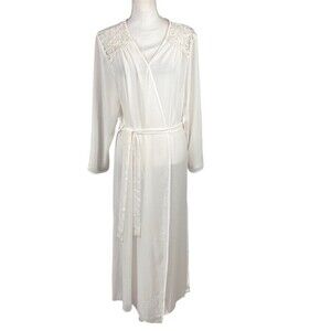 Belle Nuit Beaded Lace White Robe Small Medium Sheer Bridal Romantic